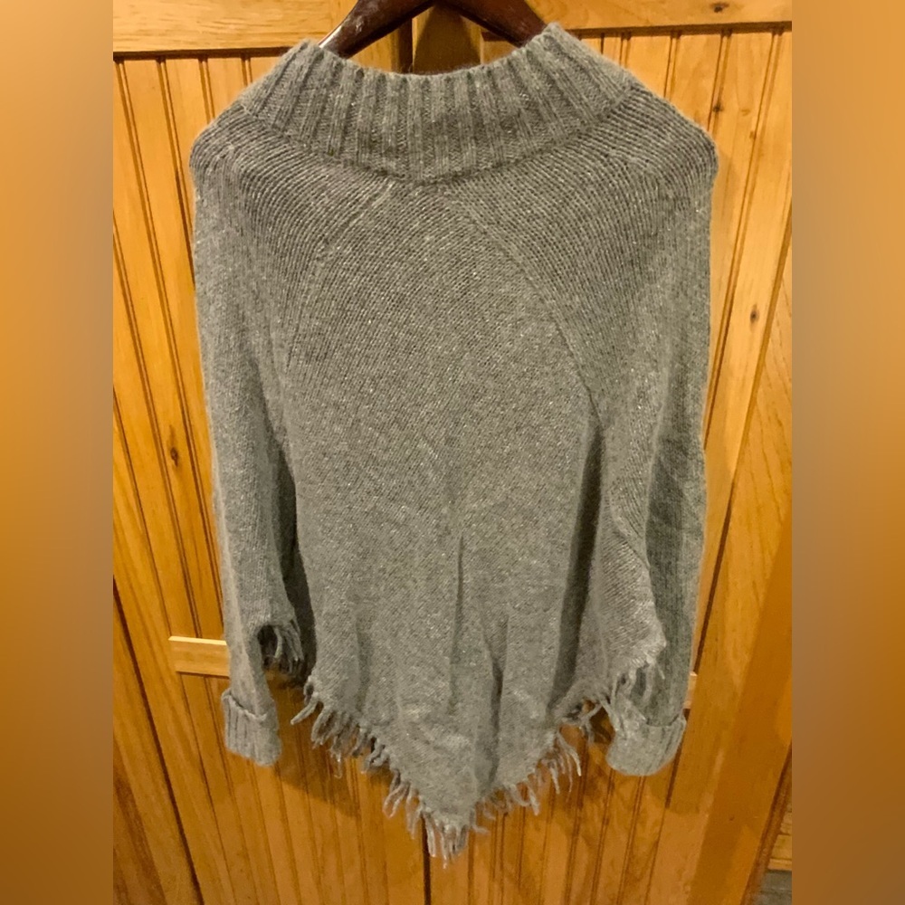 Newport News Gray Cowl Neck Sweater with Fringe - Picture 3 of 3